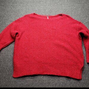 Free People Moira Oversized Marled Knit Sweater Red Women’s Pullover Soft Cozy